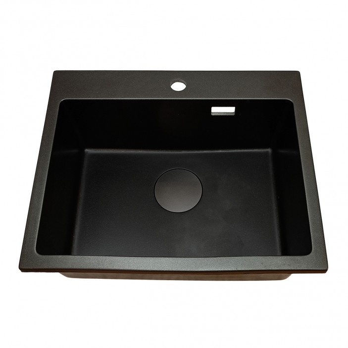 IVENTO Built-in kitchen sink with installation above the countertop and a hole for the mixer - composite granite, black. Size 550x450x200 mm 20. Kitchen sinks and vent hoods