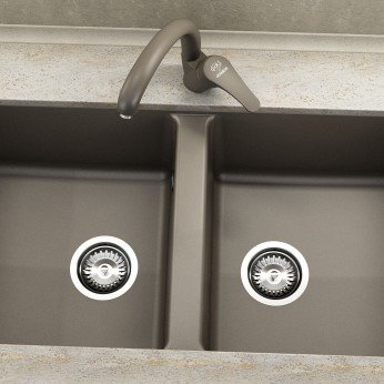 Undermount Two Bowl Kitchen sink 85,5х46 FAT 237 20L.111-112.237 - 20. Kitchen sinks and vent hoods Undermount Two Bowl Kitchen sink 85,5х46 FAT 237 20. Kitchen sinks and vent hoods