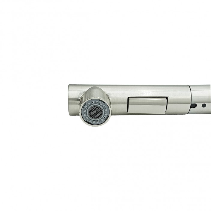 IVENTO Pull-out faucet with normal or rain spray. Water jet adjustment button. Brushed 20. Kitchen sinks and vent hoods