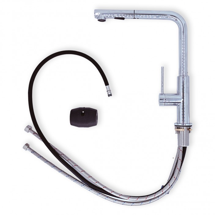 IVENTO Смесител за кухненска мивка с изтеглящ се чучур, Хром 20. Мивки и аспиратори