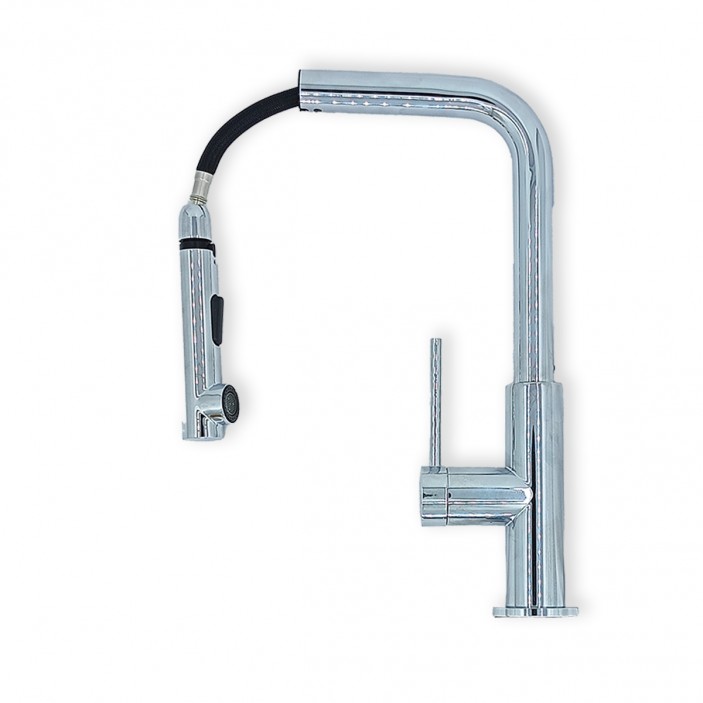 IVENTO Смесител за кухненска мивка с изтеглящ се чучур, Хром 20. Мивки и аспиратори