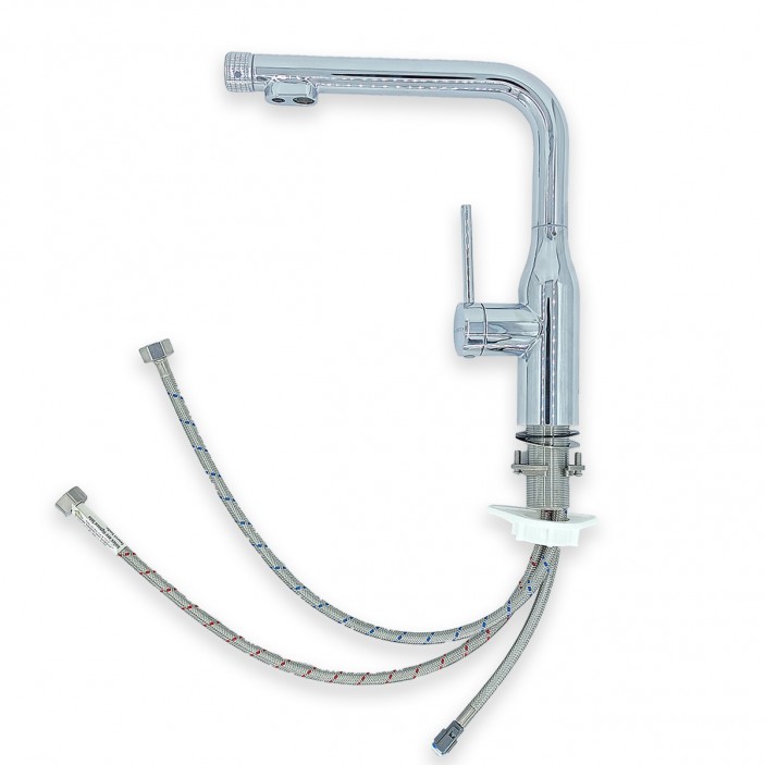 IVENTO Kitchen faucet with dual function – standard and filtered water. Faucet with two separate pipes inside the spout. Chrome 20. Kitchen sinks and vent hoods