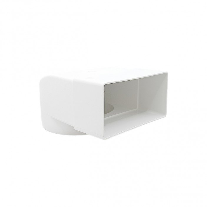 PVC round to flat angle connector 55х110/Ø100 20. Kitchen sinks and vent hoods