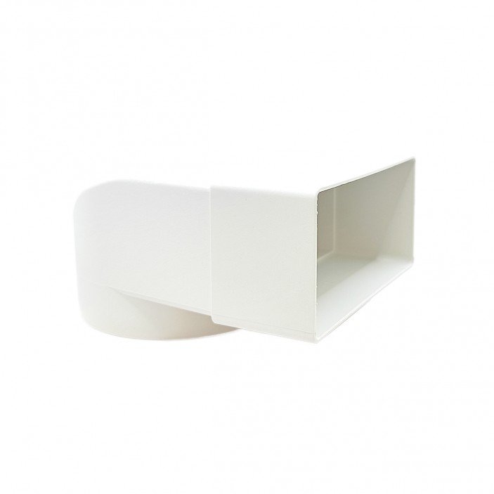 PVC round to flat angle connector 55х110/Ø100 20. Kitchen sinks and vent hoods