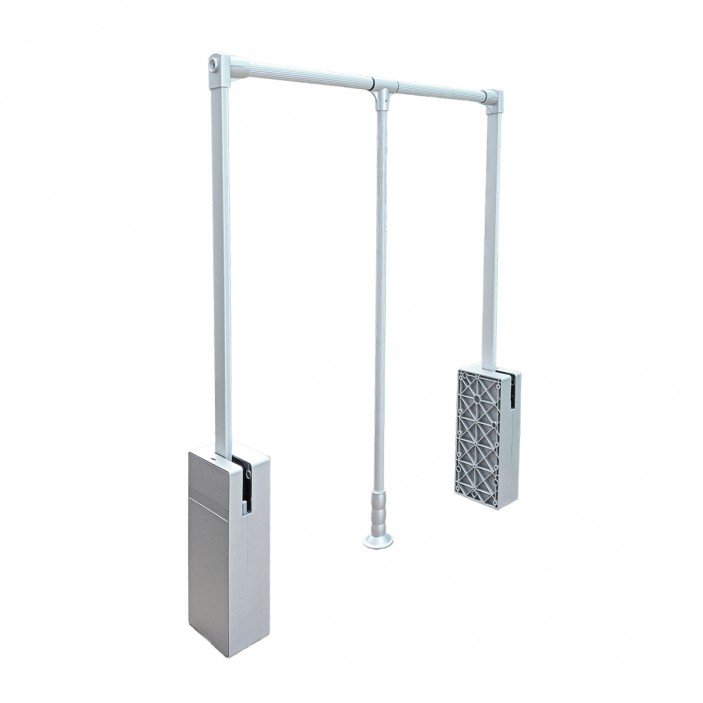 IVENTO K Wardrobe lift with smooth retraction, Matt chrome + Aluminum 21L.10.20-21 - 21. Wardrobe fittings and accessories IVENTO K Wardrobe lift with smooth retraction, Matt chrome + Aluminum 21. Wardrobe fittings and accessories