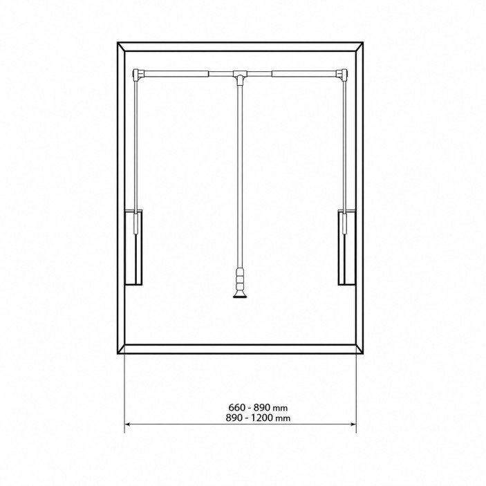 IVENTO K Wardrobe lift, Matt chrome - Chrome Wardrobe fittings and accessories