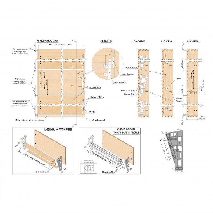 Single row shoe mechanism Wardrobe fittings and accessories