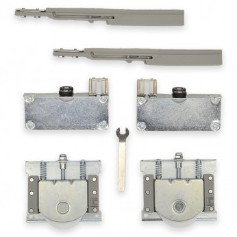IVENTO - Sliding door mechanism set with bottom guide (interior doors) - 2 smooth 40-60 kg. for 1 door up to 80 kg