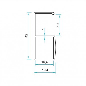 Кант-дръжка за гардероби, мат хром за ПДЧ 16mm. 22. Механизми за плъзгащи врати