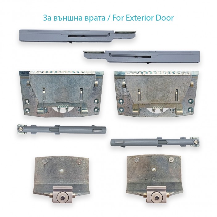 Система плъзгащи механизми за външни врата с горно воден INDAUX-4. 22. Механизми за плъзгащи врати