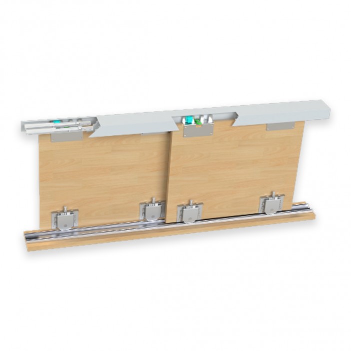 JUNIOR wardrobe door mechanism set WITHOUT soft closing for sliding doors with bottom guide 22L.114.01YE 22. Sliding door mechanisms