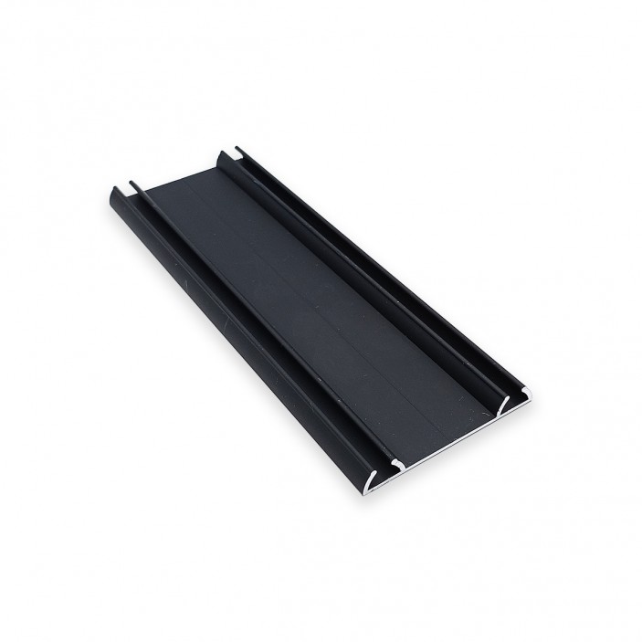 Lower double rail for sliding door mechanisms, black, IVENTO-01 22. Sliding door mechanisms