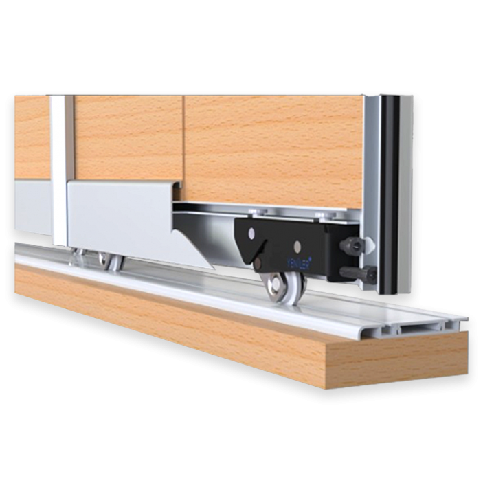 Sliding door mechanism kit with bottom guide suitable for glass and chipboard - 22L.023K 22. Sliding door mechanisms
