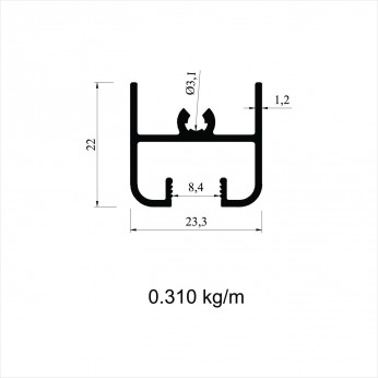 Upper system profile, matt chrome