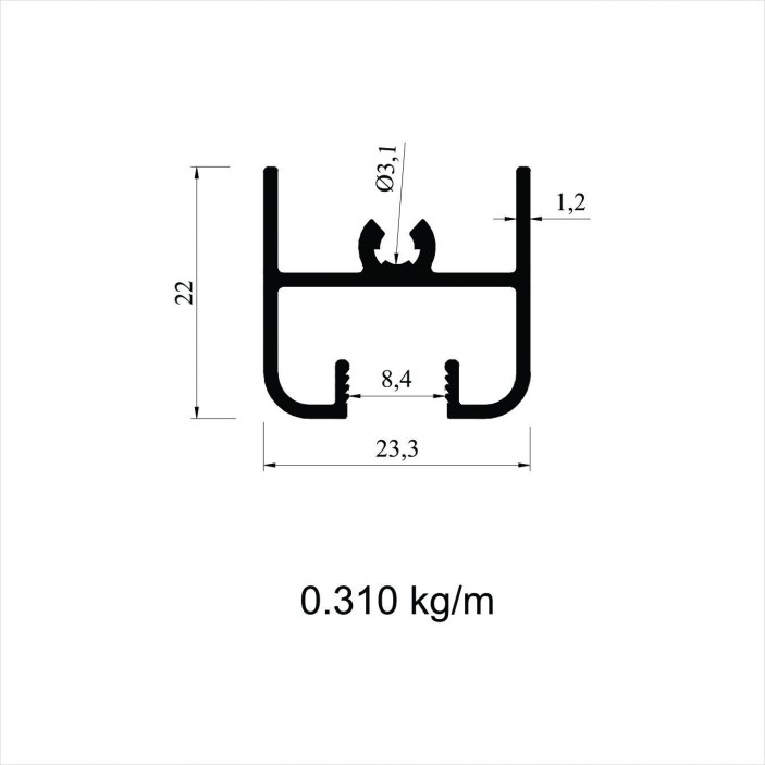 Sliding door mechanism kit with bottom guide suitable for glass and chipboard - 22L.023K 22. Sliding door mechanisms