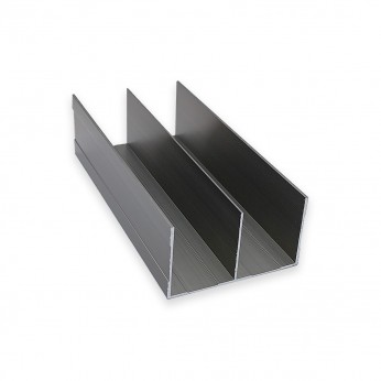 Upper double rail for system with bottom guide for glass and chipboard, stainless steel