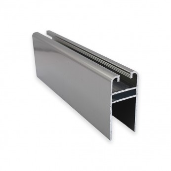 Lower double rail for bottom guide system - glass and chipboard,  Inox