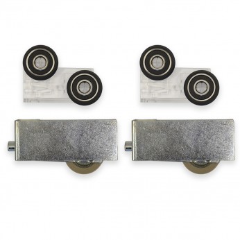 IVENTO K - Sliding door mechanism set, Upper PVC with spring, Lower metal with bearing for one door. Stainless steel