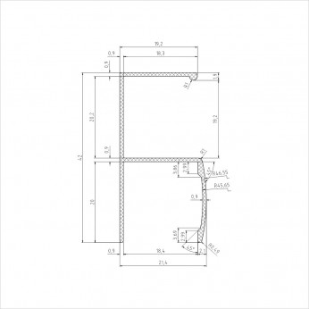 Кант-дръжка за гардероб, У-образeн, за 18 мм плоскост, мат хром 22. Механизми за плъзгащи врати