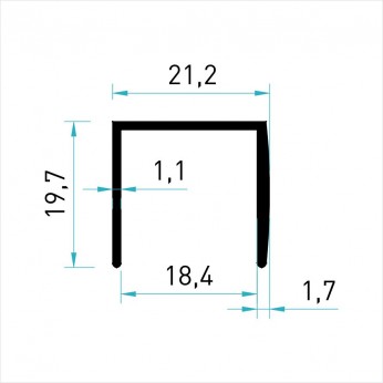 Кант дръжка за гардероби П, черна 22. Механизми за плъзгащи врати