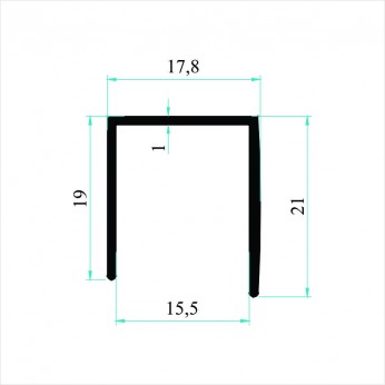 Кант- дръжка за гардероби 15mm. черно Механизми за плъзгащи врати