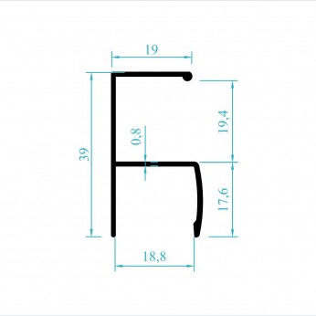 Кант-дръжка за гардероб, У-образeн профил, за 18 мм плоскост, мат хром 22. Механизми за плъзгащи врати