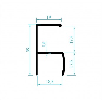 Кант-дръжка за гардероб, У-образeн профил, за 18 мм плоскост, мат хром
