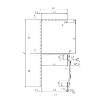 IVENTO A Кант-дръжка за гардероб, мат хром за плоскост 16 mm. 22. Механизми за плъзгащи врати