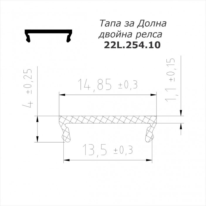 JUNIOR wardrobe door mechanism set WITHOUT soft closing for sliding doors with bottom guide 22L.114.01YE 22. Sliding door mechanisms
