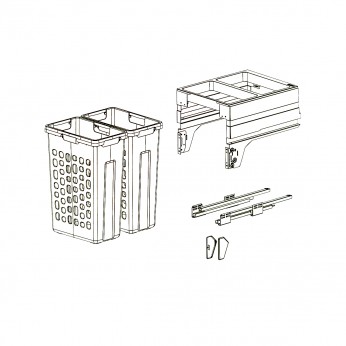 IVENTO  Double laundry basket for built-in cabinet with pull-out door 70 l. (2x35 l.) 24. Bathroom accessories