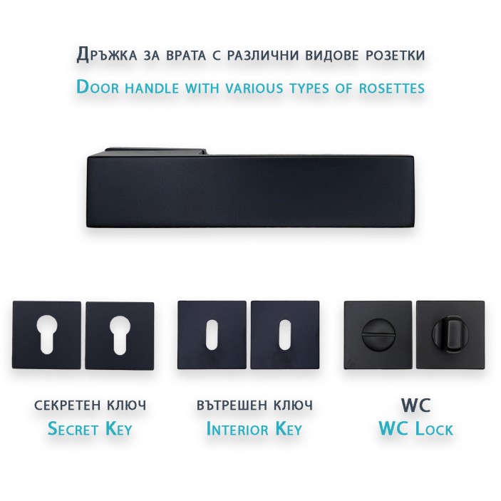IVENTO Door handle LUX, black Interior door handle sets