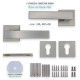 IVENTO Door handle 3 types of rosettes, elegant straight shape, stainless steel color Interior door handle sets