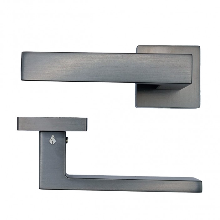 IVENTO Door handle with rose for secret key, internal key and WC - black matte Interior door handle sets