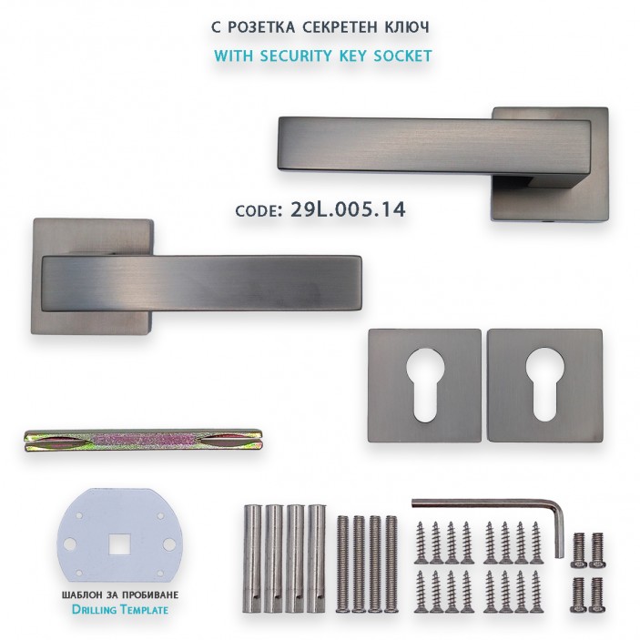 IVENTO Door handle with rose for secret key, internal key and WC - black matte Interior door handle sets