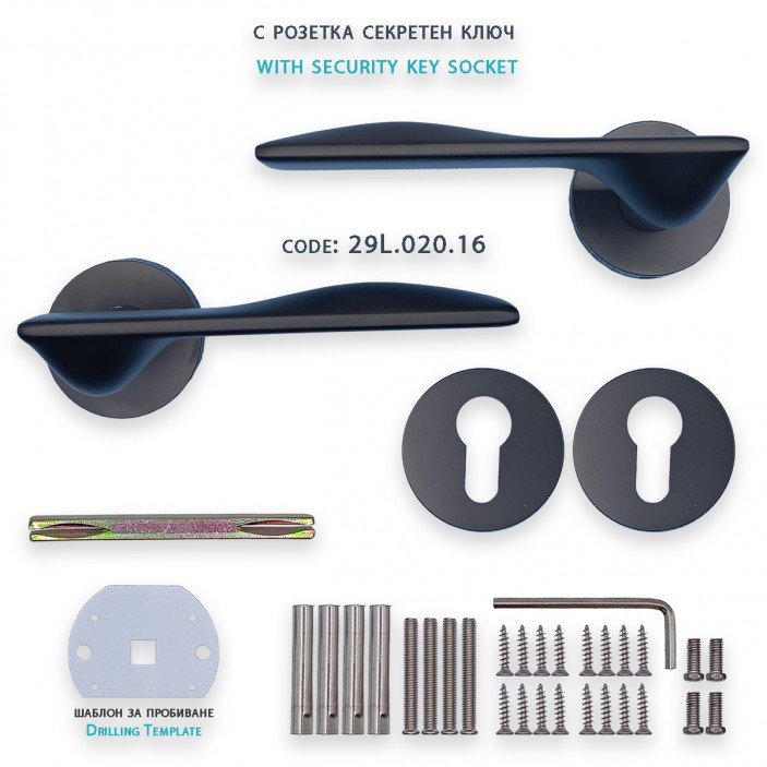 IVENTO Door handle, matt black Interior door handle sets