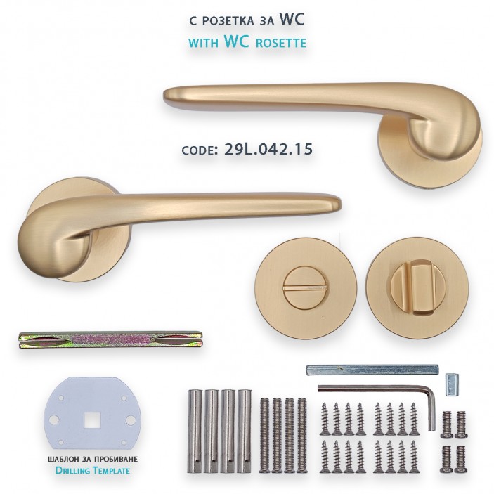 IVENTO Door handle, elegant shape, gold color stainless steel Interior door handle sets