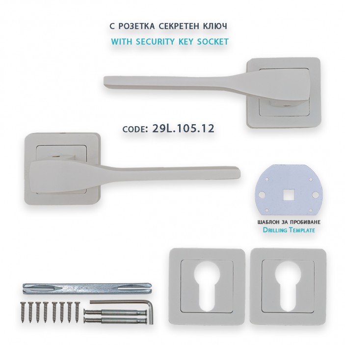 IVENTO Interior and exterior door handle, white 29L.105-106-107.12 - Handles for interior and exterior doors Elegance IVENTO Interior and exterior door handle, white Handles for interior and exterior doors Elegance