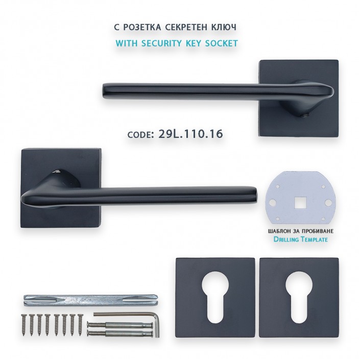 IVENTO Interior and exterior door handle, black 29L.110-111-112.16 - Handles for interior and exterior doors Elegance IVENTO Interior and exterior door handle, black Handles for interior and exterior doors Elegance