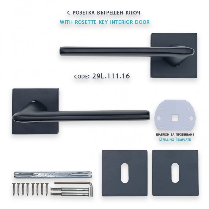 IVENTO Interior and exterior door handle, black 29L.110-111-112.16 - Handles for interior and exterior doors Elegance IVENTO Interior and exterior door handle, black Handles for interior and exterior doors Elegance