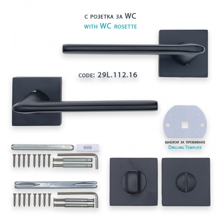 IVENTO Interior and exterior door handle, black 29L.110-111-112.16 - Handles for interior and exterior doors Elegance IVENTO Interior and exterior door handle, black Handles for interior and exterior doors Elegance