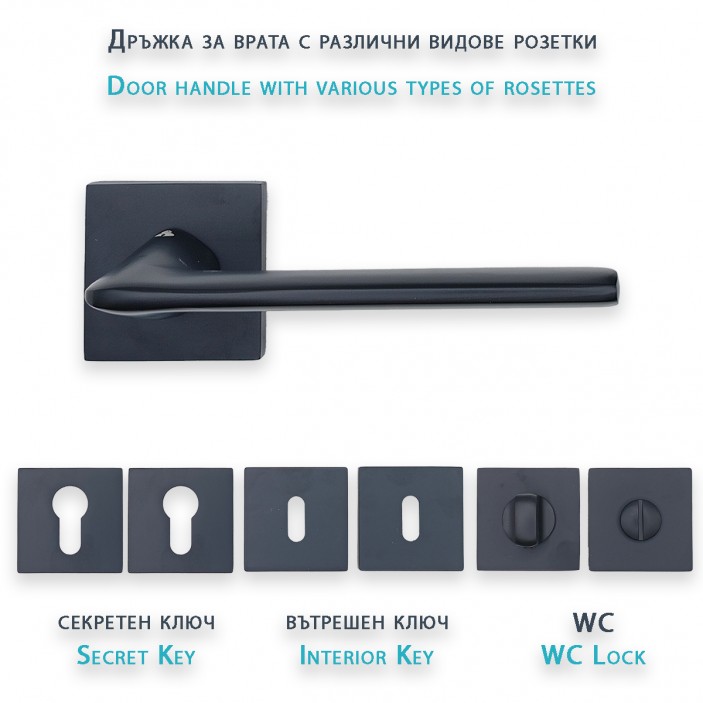 IVENTO Interior and exterior door handle, black 29L.110-111-112.16 - Handles for interior and exterior doors Elegance IVENTO Interior and exterior door handle, black Handles for interior and exterior doors Elegance
