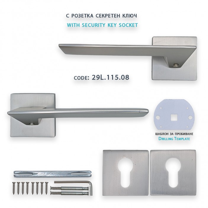 IVENTO Interior and exterior door handle,inox 29L.115-116-117.08 - Handles for interior and exterior doors Elegance IVENTO Interior and exterior door handle,inox Handles for interior and exterior doors Elegance