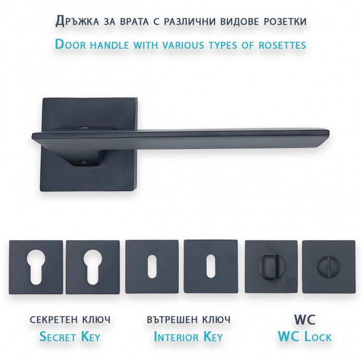 IVENTO Interior and exterior door handle, black Handles for interior and exterior doors Elegance