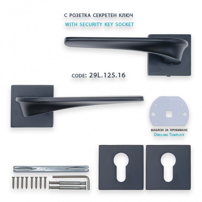 IVENTO Interior and exterior door handle, black 29L.125-126-127.16 - Handles for interior and exterior doors Elegance IVENTO Interior and exterior door handle, black Handles for interior and exterior doors Elegance