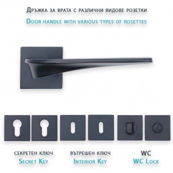 IVENTO Interior and exterior door handle, black Handles for interior and exterior doors Elegance