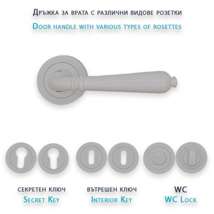 IVENTO Interior and exterior door handle, white Handles for interior and exterior doors Elegance