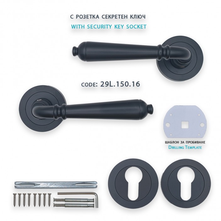 IVENTO Interior and exterior door handle, black Handles for interior and exterior doors Elegance