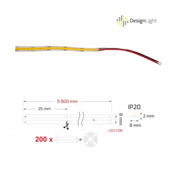 COB LED лента 480 LED/м 12V IP20 12,8W/м 31. Осветителни тела за мебели