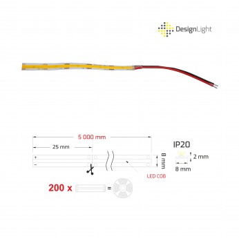 COB LED лента 480 LED/м 12V IP20 12,8W/м