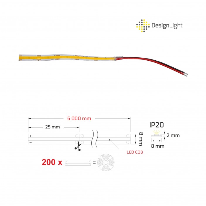 COB LED лента 480 LED/м 12V IP20 12,8W/м 31. Осветителни тела за мебели
